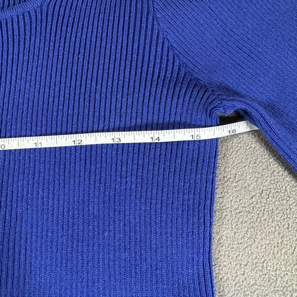 Philosophy Ribbed Royal Blue Sweater Shirt with Puffy Sleeves - Picture 6 of 12